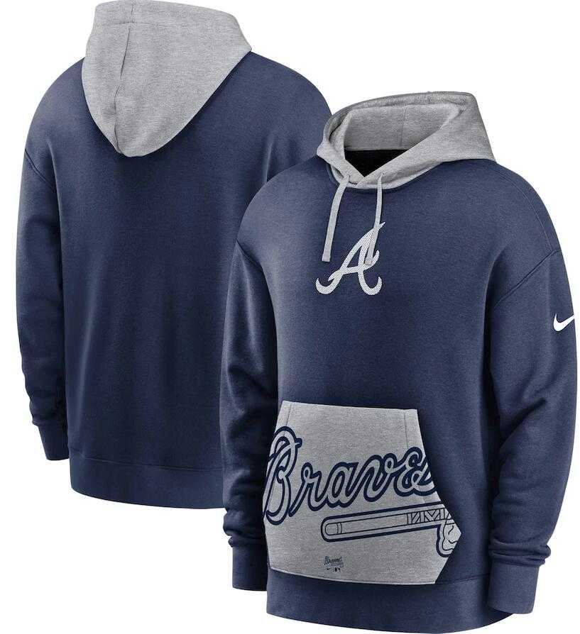 Men's Atlanta Braves Nike Navy Gray Heritage Tri Blend Pullover Hoodie,We sell and wholesale Men's Atlanta Braves Nike Navy Gray Heritage Tri Blend Pullover Hoodie on line form chian!